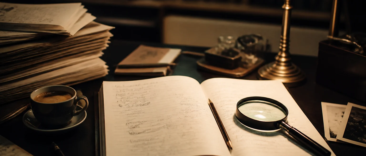 Research notes on a quiet editorial desk